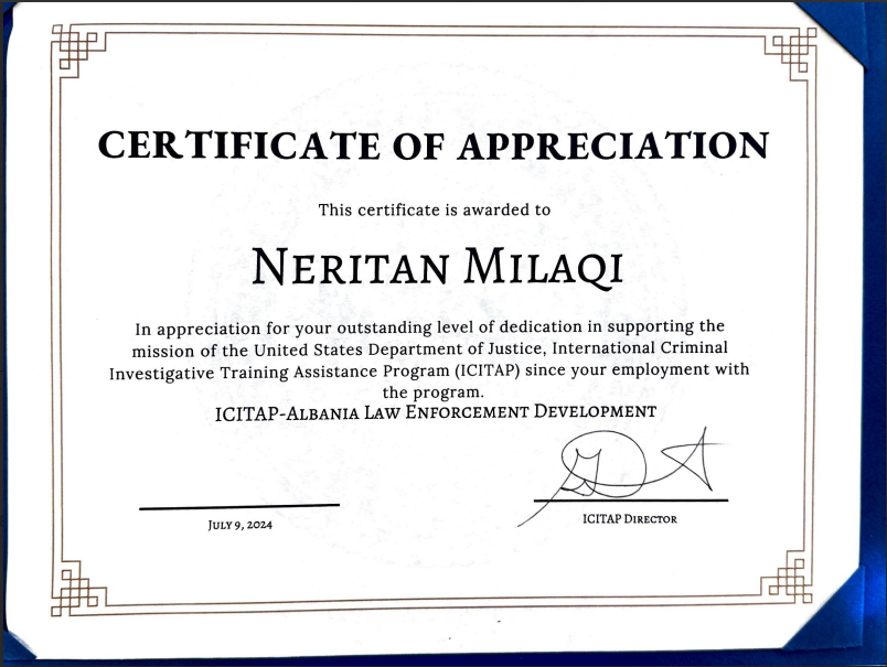 Certificate of Appreciation