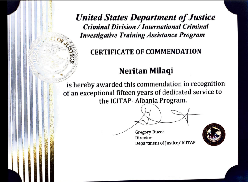 Certificate of Commendation - 15 Years Service