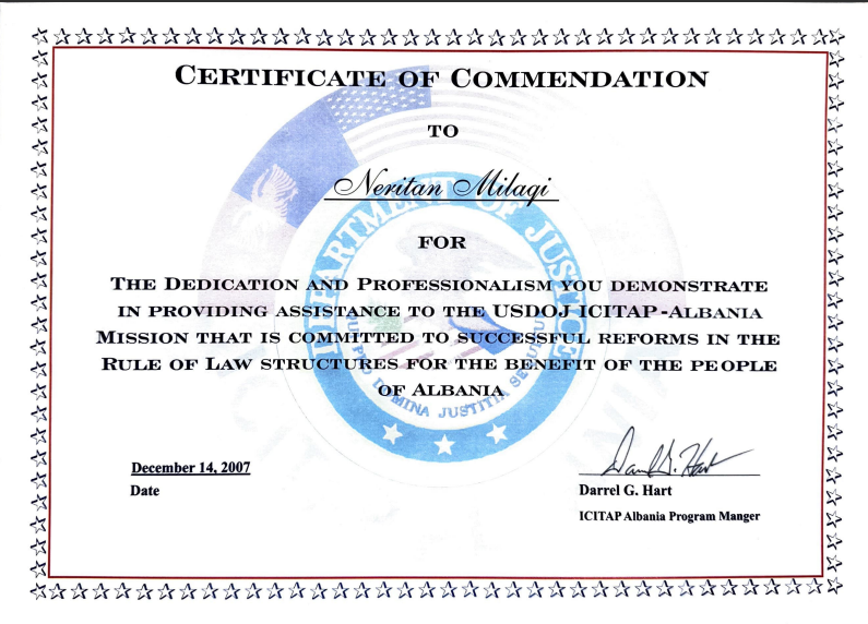 Certificate of Commendation